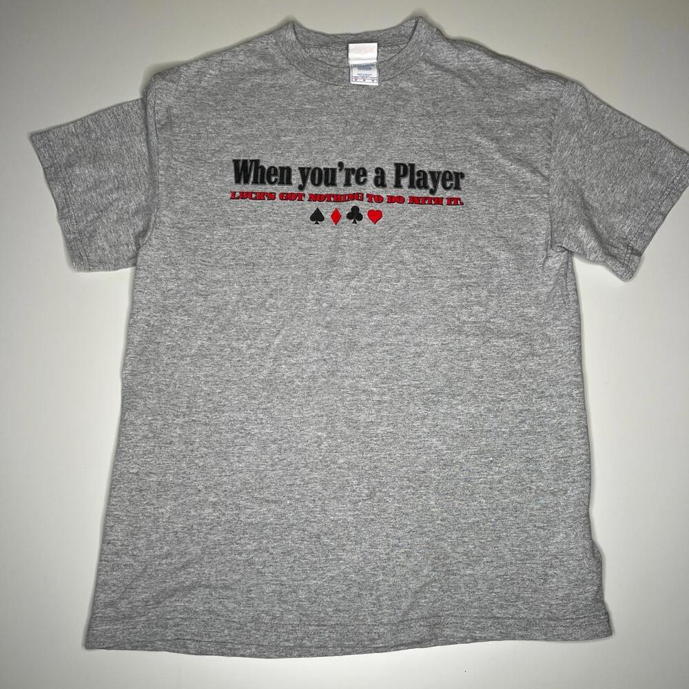 Vintage Tennessee River Poker T-Shirt Sz M Gray – “When You’re a Player” Casino